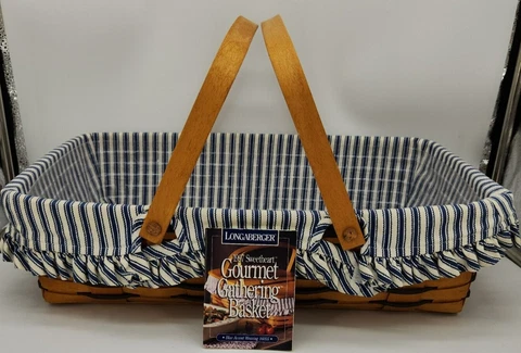 Longaberger 1997 Blue Hostess Sweetheart Gourmet Gathering Basket+Prot.+Liner EC Cover
