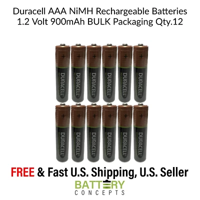 Baterías recargables DURACELL AAA NIMH 12PK 1.2V 900mAh NUEVO CÓDIGO DE FECHA EXP.2034 Foto 1 de 4