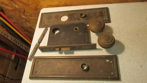 Antique Brass RH Co. Mortice Lock Knobs & Plates Parts - Picture 1 of 3