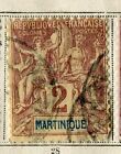 FRENCH COLONIES MARTINIQUE;   1892 early Tablet Type fine used 2c. value