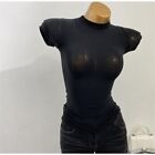 Solid Stretch Micro Through Short Sleeve Slim-Fit Base Shirt  Women