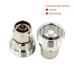 2pcs N Male to 7/16 DIN Female RF Coaxial Converter Coax Adapter N-DIN M/F - Picture 1 of 4