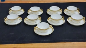 9x Vintage Set Double Handle Tea Cups & Saucer Plates LIMOGES Chas Emerson... - Picture 1 of 13