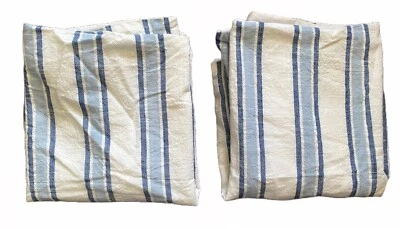 Conjunto de umbral de farsa a rayas azules teñido hilo de algodón King Foto 1 de 4