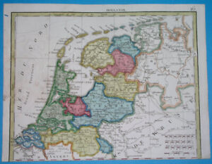 1816 ORIGINAL MAP HOLLAND NETHERLANDS UTRECHT HAARLEM BRABANT LIMBURG AMSTERDAM