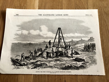 1870 illustrated london news print - raising the west capstone cromlech guernsey