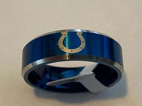 Indianapolis Colts Team Blue Titanium Ring style #3, sizes 6-13 Cover