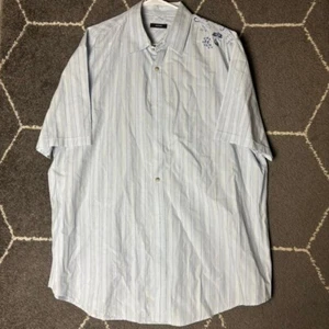 Alfani floral embroidered light blue button up tshirt striped white XXL Size XXL - Picture 1 of 7