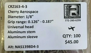 CR2163-4-3 Cherry Rivet Bag of 100 - Bild 1 von 3