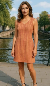 Talbots Dress Size 10 Pink Peach Tweed Sleeveless Lined Sheath Career Office - Picture 1 of 12