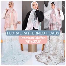 Premium Quality Chiffon Hijab Floral Pattern Shawl Head Scarf Veil Muslim Woman