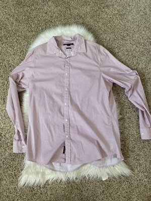 Camisa de vestir Michael Kors para hombre manga larga ribete elástico blanco rojo estampado geométrico Foto 1 de 4