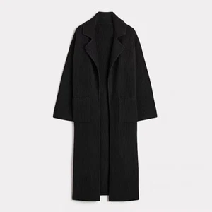 Street leisure Toteme Women's Ribbed Wool Blend Knitted Mid Length Coat Jacket - Picture 1 of 17