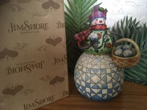 Jim Shore Heartwood Creek ‘’Ready To Roll’’ Snowman w/Basket Christmas Figurine - Picture 1 of 17