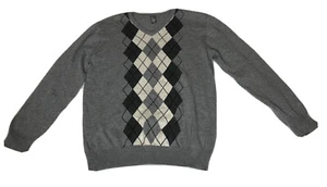 Zara Kids Gray V-Neck Long Sleeve Argyle Knit Sweater - Picture 1 of 10