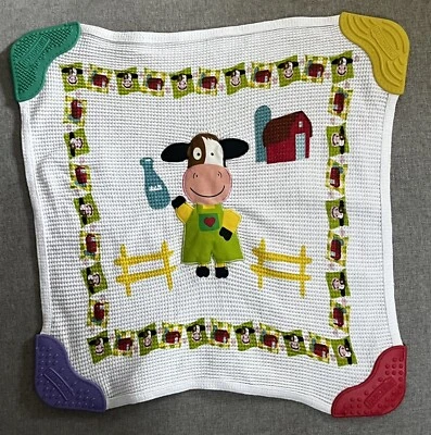 Манчкин корова зубочистка одеяло безопасности милый белый вафли плетение желтый EUC LN - Изображение 1 из 2