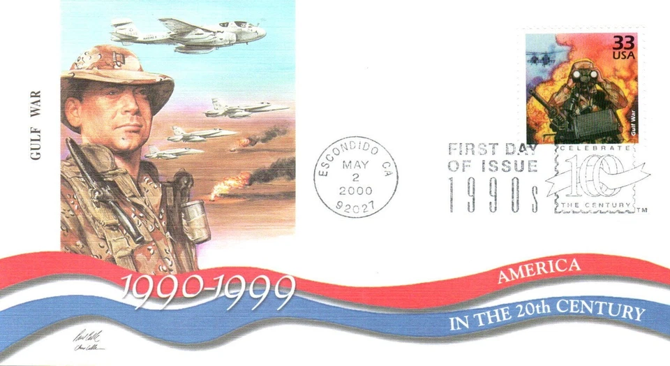 THE GULF WAR IRAQ KUWAIT 1990s DECADE CTC 2000 FLEETWOOD CACHET FDC VF UNADDR - Image 1 of 1