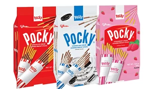 GLICO POCKY Family Three Variety Packs - Strawberry, Chocolate & Cookies Cream - Picture 1 of 8