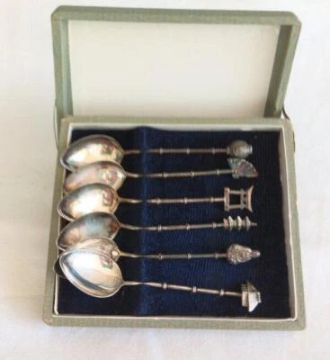 6 Vintage Japan Sterling Silver Demitasse Spoons NIB Set - Image 1 of 4