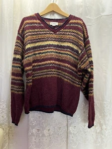 BKLE Ladies Medium Pullover Sweater Wool Blend Burgundy Red Brown   - Picture 1 of 5