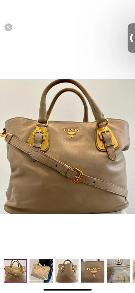 Prada Tote Saffiano Lux Medium Shoulder Bag Beige Leather Pre-owned - Image 1 of 4