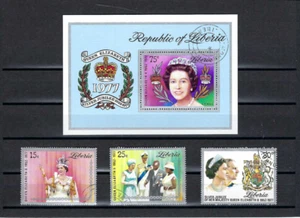 '' REINA ISABEL II 25 ANIV. REP. LIBERIA {3} + S/Hoja / 1977 - Imagen 1 de 1
