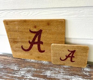Tabla de cortar Alabama Roll Tide madera resina charcutería queso regalo cocina 2 piezas - Imagen 1 de 6