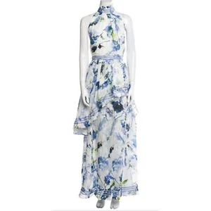 Aje Linen Silk Long Dress Size XXL Evening Gown White Floral Print Wedding - Picture 1 of 3