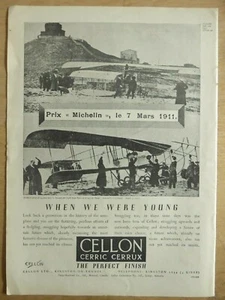 5/1945 PUB CELLON AIRCRAFT FINISHES PRIX MICHELIN 1911 PUY DE DOME RENAUX AD - Picture 1 of 1