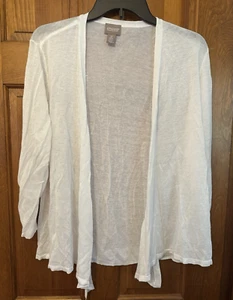 Chico’s Yelena Convertible Cardigan Tie Sz 2 L Alabaster White Lightweight NWT - Picture 1 of 8