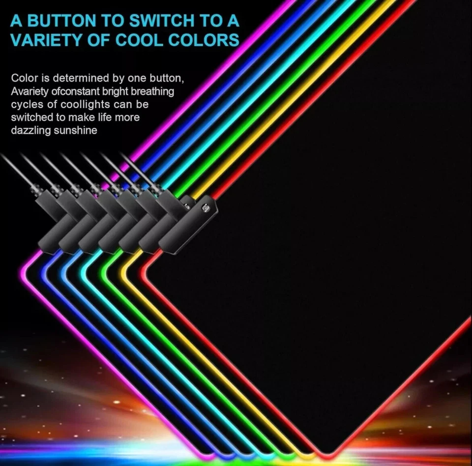 X Large Gaming  Computer Keyboard & Mouse Mat With RGB 9 LED Coolers - Image 1 of 4