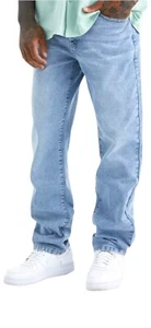 Pantalones de mezclilla para hombre calce relajado rígidos marca del Reino Unido lavado a piedra pantalones parte inferior B201 - Imagen 1 de 3