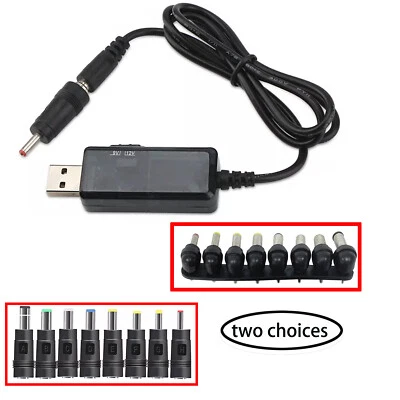 Módulo conversor USB 5V para DC 9V 12V Step UP cabo adaptador Power Boost + 8 plugues - Imagem 1 de 4