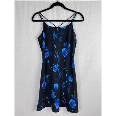 Vintage Fashion Bug Dress Womens Y2K Slip Mini Dark Floral Whimsigoth Going Out - Image 1 of 4