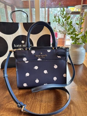 Kate Spade Staci Small Satchel Crossbody Orchard Toss Apple Print - Image 1 of 4