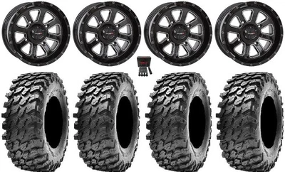 System 3 ST-4 Black 14" Wheels 28" Rampage Tires Yamaha Viking Wolverine - Image 1 of 4