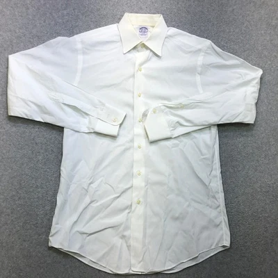 Camisa de Vestir Brooks Brothers Para Hombre Mediana Blanca Hecha en EE. UU. Algodón Egipcio Ajustada Foto 1 de 4