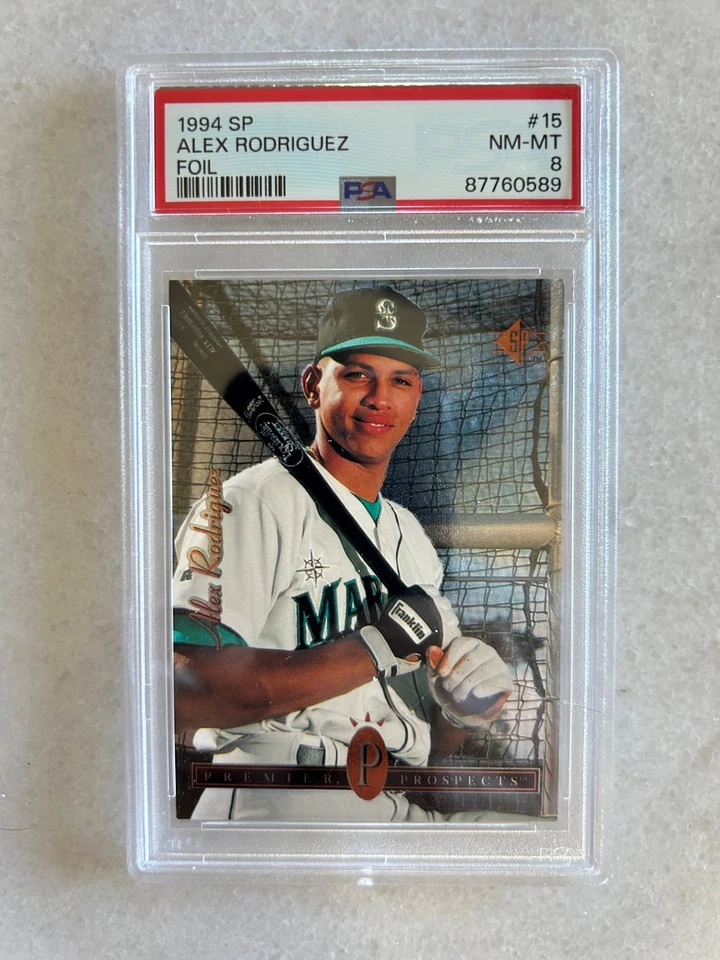 1994 SP FOIL #15 ALEX RODRIGUEZ  ROOKIE RC PSA 8 INVESTMENT MARINERS - Image 1 of 2
