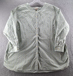 Duluth Trading Button Shirt Damen 2X blau grün geblümt 3/4 Arm Tunika Taschen - Bild 1 von 12