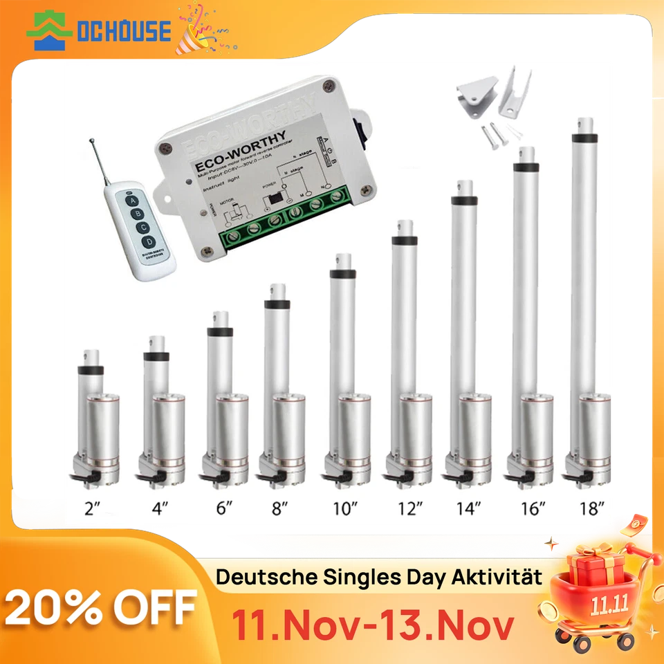 750/1000/1500/6000N Linear Actuator 12V Linear Actuator Electric Linear Motor - Image 1 of 4