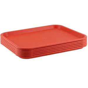 6 Pack 16 x 12 Inch Plastic Fast Food TrayRectangular Plastic Cafeteria Trays... - Picture 1 of 7
