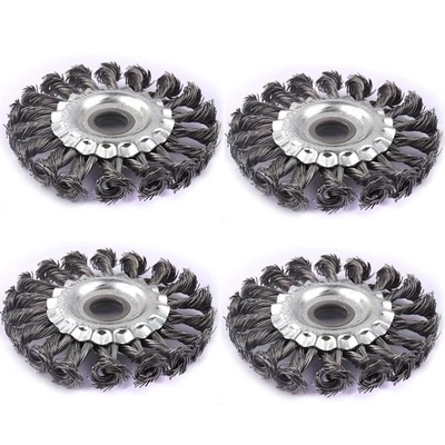 2/4x Draht-Scheibenbürste gezopft (Ø125mm 100mm) Drahtbürste für Winkelschleifer - Bild 1 von 4