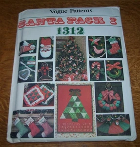 Vogue Sewing Pattern 1312 Santa Pack I Christmas Ornaments Advent Wreath Uncut  - Picture 1 of 2