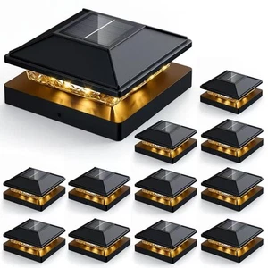 12pack Post Cap Lights, 4x4 Deck Fence Solar Lights, Black, Waterproof, Moder... - Picture 1 of 6