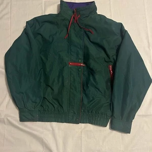 Vintage Cabin Creek Nylon Jacket Green Red Purple Colorblock Size L (stains) - Picture 1 of 7