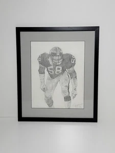 Jack Lambert Steelers Pencil Drawn Sketch Drawing Art Framed Signed Numbered - Picture 1 of 13