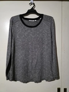 Womens COUNTRY ROAD Black/White Striped L/S Top - Size XL (T32) - Picture 1 of 3