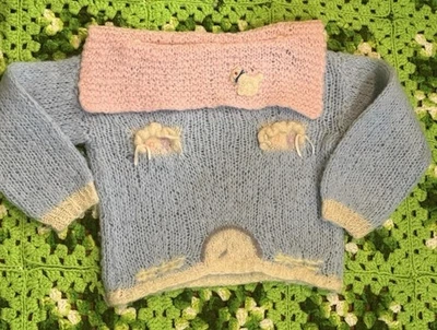 Suéter Vintage Nordstrom Italia Rosa Azul Mezcla Lana Sesión de Fotos Vacaciones Foto 1 de 4