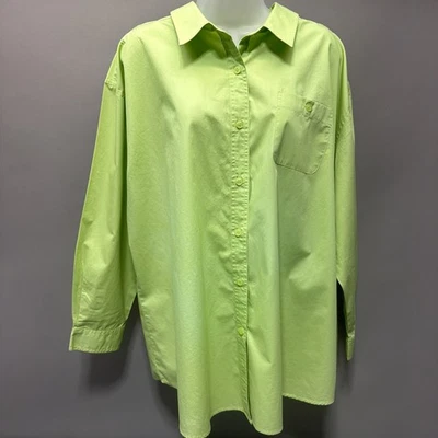 Camisa Mountain Lake resistente a las arrugas manga larga con botones verde para mujer 2X Foto 1 de 4