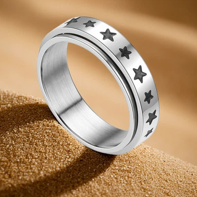 Anillo giratorio unisex "Estrellas" alianza de boda acero inoxidable 25 Foto 1 de 4